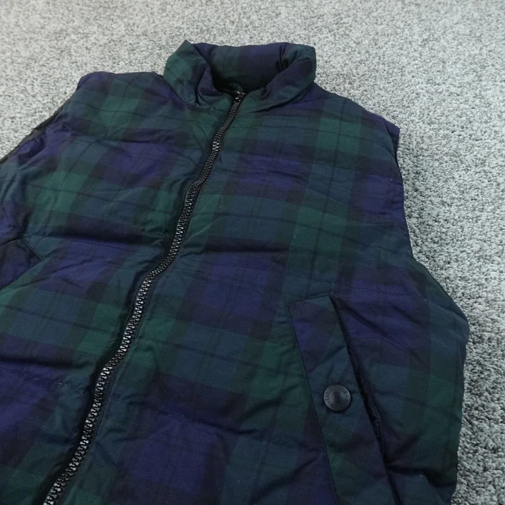 Eddie Bauer Vest Womens L Green Blackwatch Tartan Plaid Down Puffer Full Zip Top
